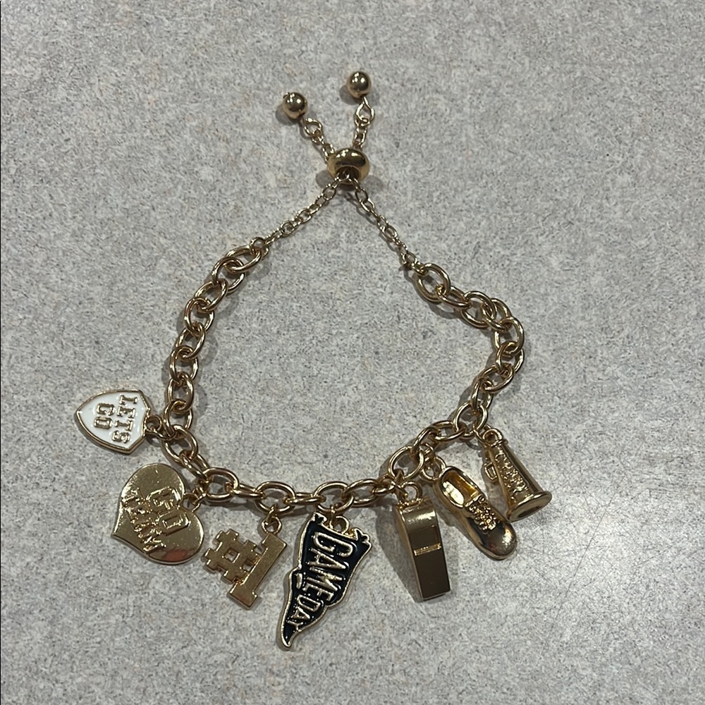 Betsey Johnson Gold-Tone Slider Charm Bracelet with Black Accents